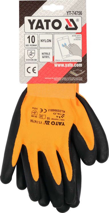 SAFETY GLOVES TOUCHSCREEN FINGERS NITRILE S.10 (YT-74756)