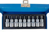 Įpresuotų antgalių rinkinys | 12.5 mm (1/2") | T-Star (Torx) T20 - T60 | 9 vnt. (KR122009B)