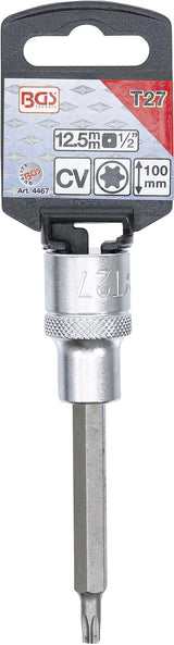 Antgalis įpresuotas į galvutę | ilgis 100 mm | 12,5 mm (1/2") | T-star (Torx) T27 (4467)