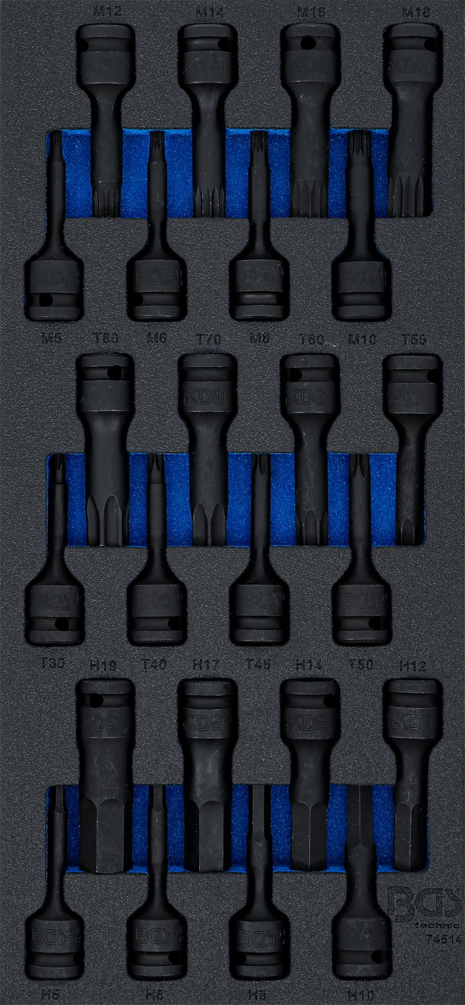 Набор ударных бит | torx/hex/spline | 12,5 mm (1/2") | с кейсом | 24 шт.