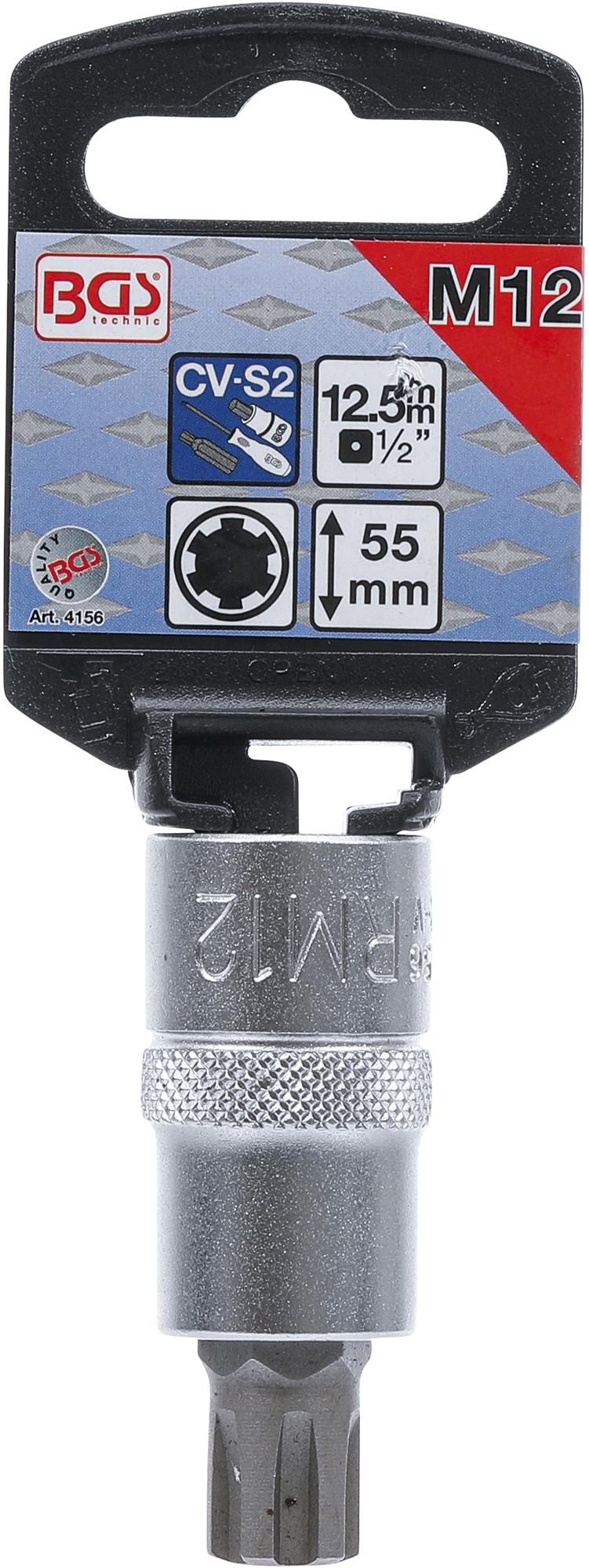 Antgalis | ilgis 55 mm | 12,5 mm (1/2") | Spline (Ribe) M12 (4156)
