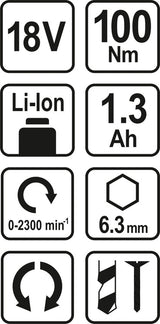 Akumuliatorinis suktukas | LI-ION, 18V, 1,3AH (78961)