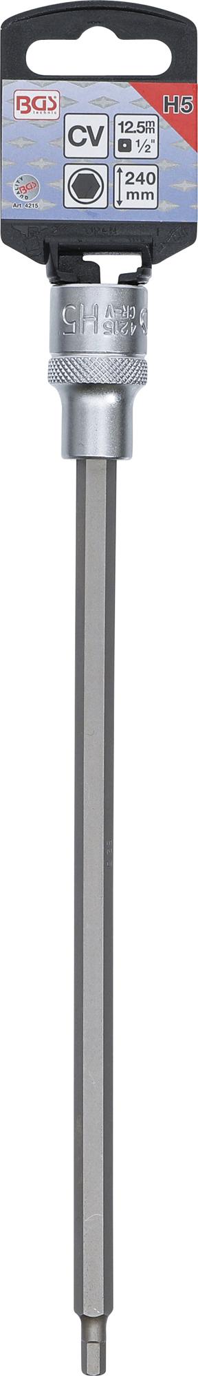 Бита впрессованная в головку | длина 240 mm | 12,5 mm (1/2") шестигранник 5 mm