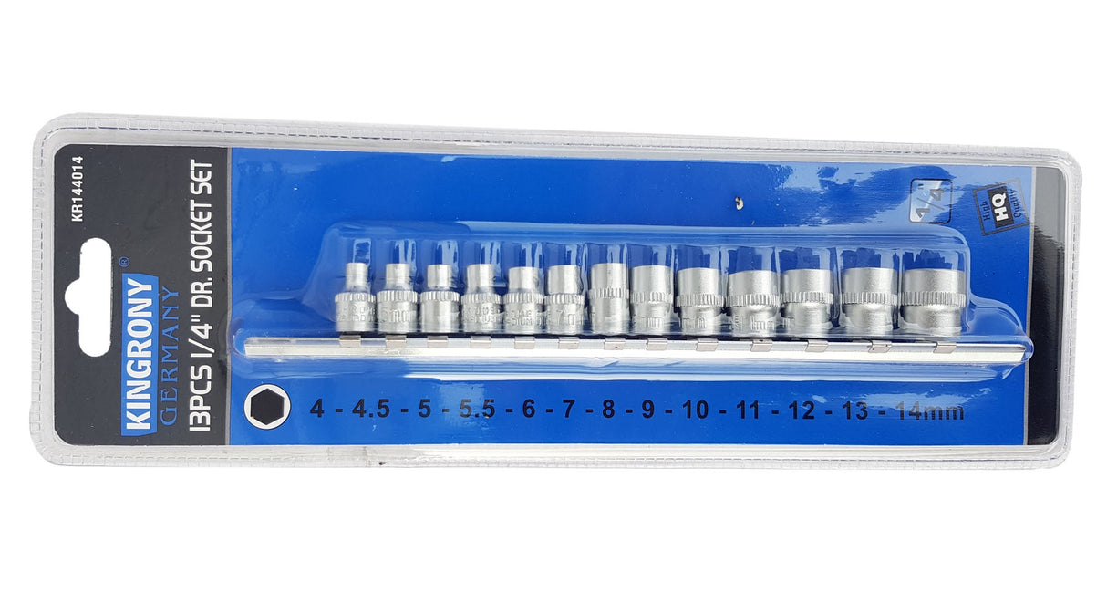 Galvučių rinkinys, 6-kampės | 6.3 mm (1/4") | 4 - 14 mm | 13 vnt. (KR144014)