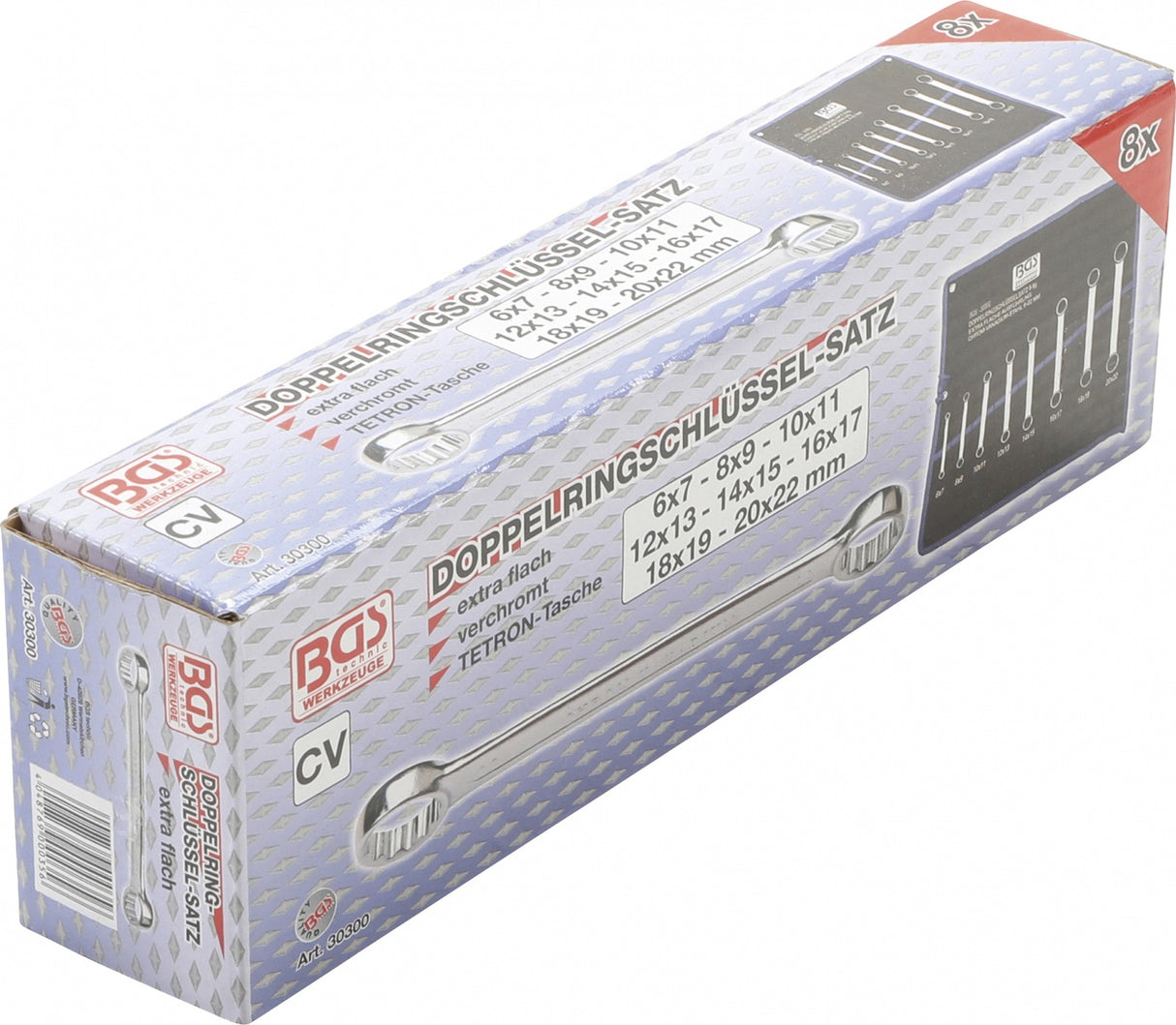 DOUBLE RING SPANNER SET | EXTRA FLAT | 6-22 MM | 8 PCS. (30300)