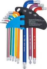 L-TYPE WRENCH SET | MULTICOLOUR | T-STAR TAMPERPROOF (FOR TORX) WITH BALL HEAD T10 - T50 | 9 PCS. (74464B)