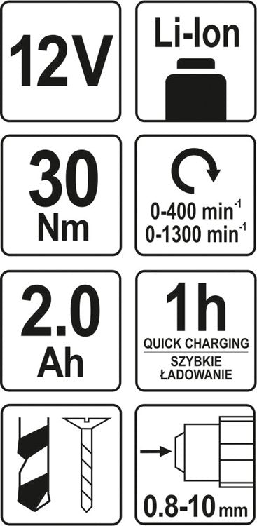 Аккумуляторная дрель-шуруповёрт | 30 Nm / 12V /1x2,0AH