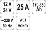 Pakrovėjas/paleidėjas | 12/24V, START / BOST 30A, 350 Ah (YT-8305)