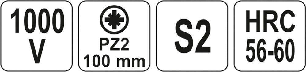 Izoliuotas atsuktuvas elektrikui | 1000V | PZ2x100 mm (YT-2826)