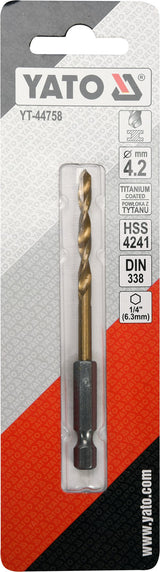 Сверло по металлу с хвостовиком Hex 6.3 mm (1/4") HSS-TiN | 4.2 mm