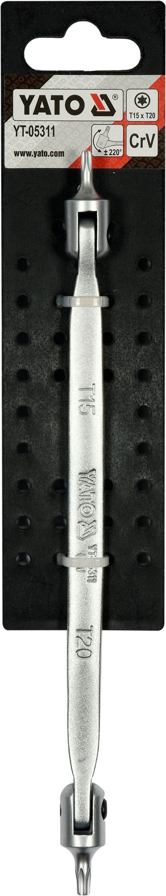 Raktas šarnyrinis dvipusis | T-Star (Torx) T15XT20 (YT-05311)