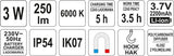 Darbo lempa akumuliatorinė COB LED 3W (YT-08563)