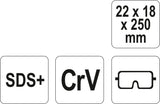 Štrauberis SDS+ 22x18x250 mm | CRV (YT-4722)