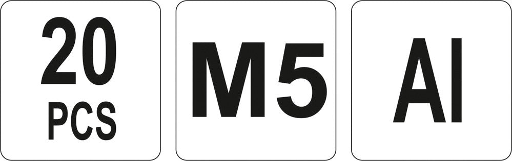 Srieginės kniedės aliuminės | M5/20 vnt. (YT-36453)