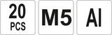 Srieginės kniedės aliuminės | M5/20 vnt. (YT-36453)