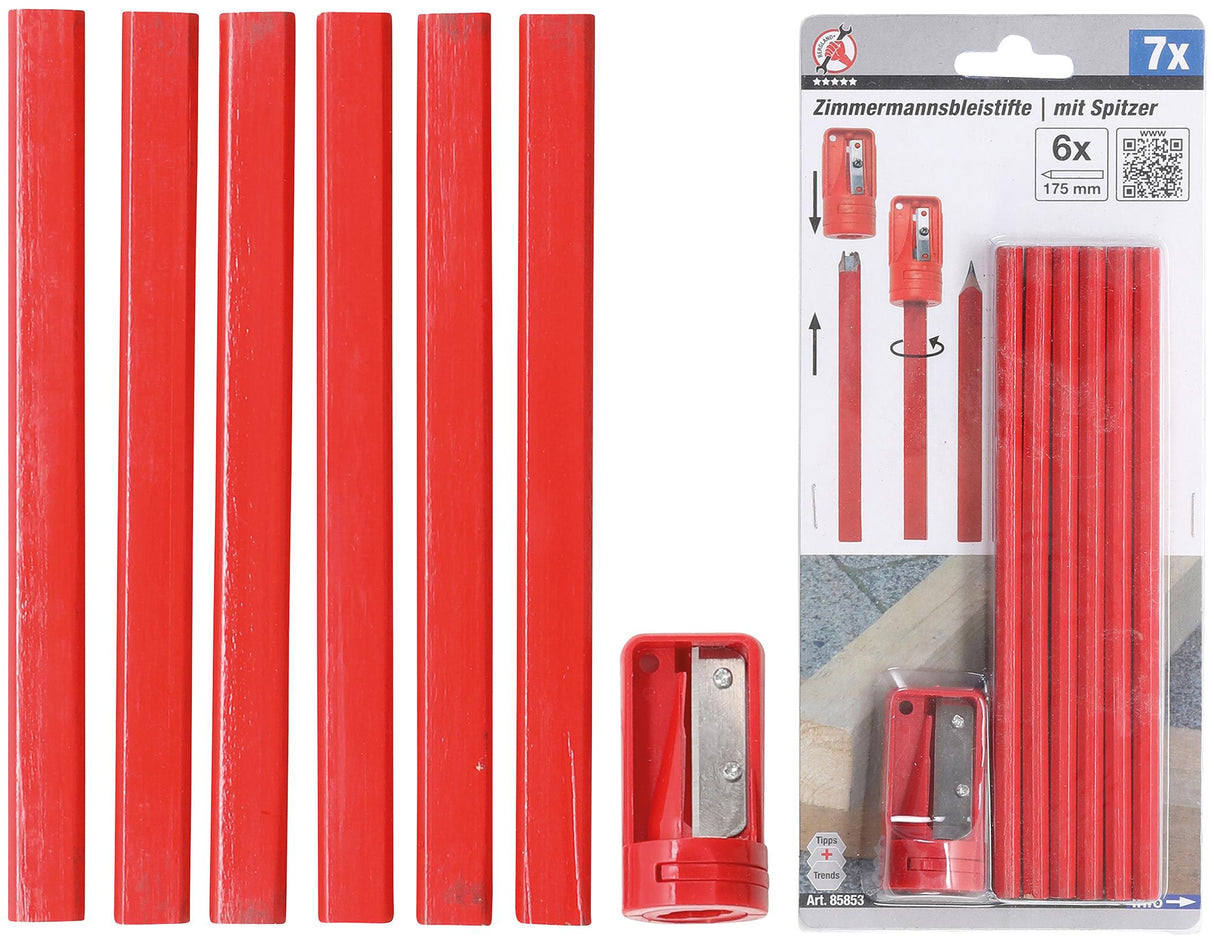 CARPENTER’S PENCILS | 175 MM | WITH SHARPENER | 7 PCS. (85853)