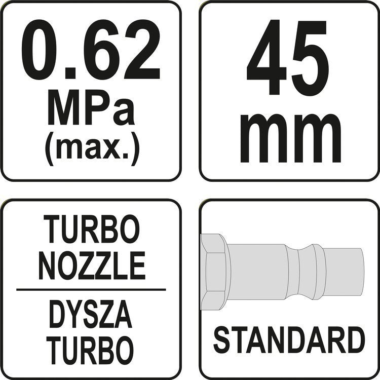Oro pūtimo pistoletas  | su turbo purkštuku | 45 mm (YT-23722)