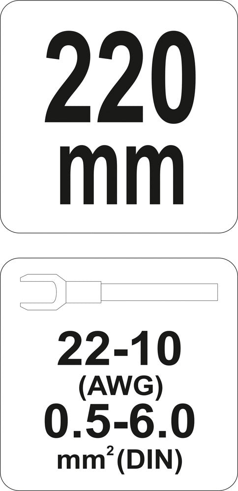 Replės jungčių užspaudimui | 0,5-6 mm ² (22-10 AWG) (YT-2302)