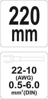 Replės jungčių užspaudimui | 0,5-6 mm ² (22-10 AWG) (YT-2302)