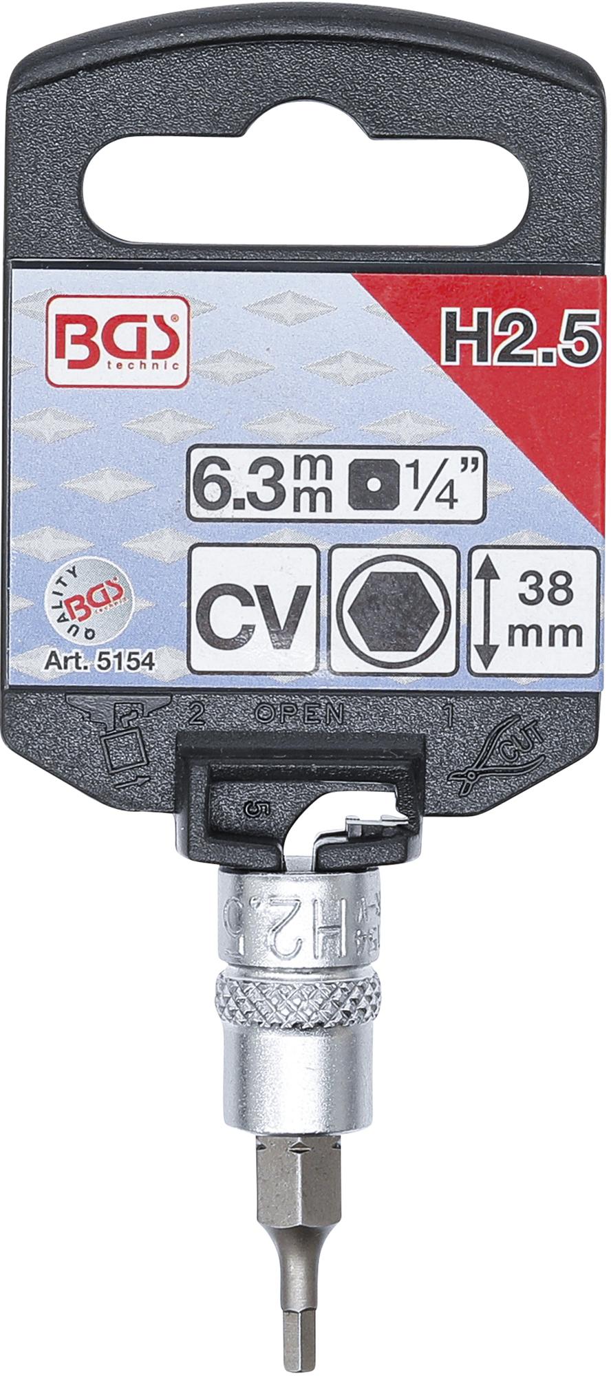 Antgalis įpresuotas į galvutę | 6,3 mm (1/4") | hex šešiakampis 2.5 mm (5154)