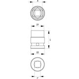 Ударная головка шестигранная | 25 mm (1") | 29 mm