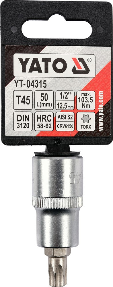Antgalis įpresuotas į galvutę 1/2", T45 x 55 mm (YT-04315)