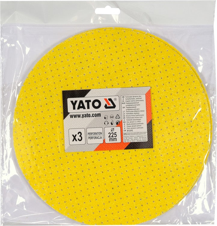 PERFORATED ABRASIVE DISC 225MM 3PCS P60 (YT-846003)