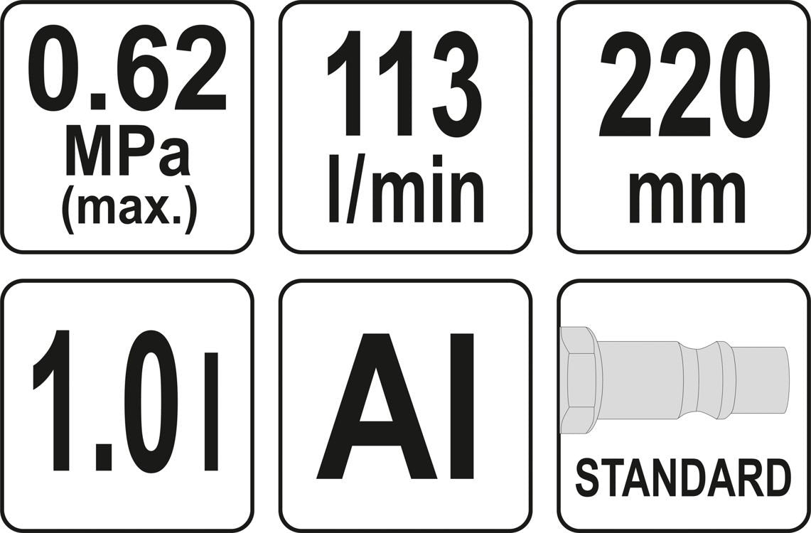 Putų generavimo pistoletas pneumatinis | 1 l / 220 mm (YT-23640)