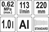 Putų generavimo pistoletas pneumatinis | 1 l / 220 mm (YT-23640)