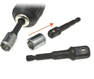 Adapterių komplektas iš 1/4"(6,3 mm) į galvutes 1/4" - 3/8" - 1/2" (SK1197)