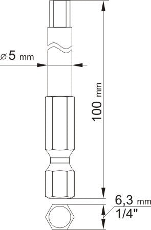 Antgaliai HEX šešiakampiai su skyle 1/4", 2vnt: H3x100mm; H5x100mm (YT-0494)