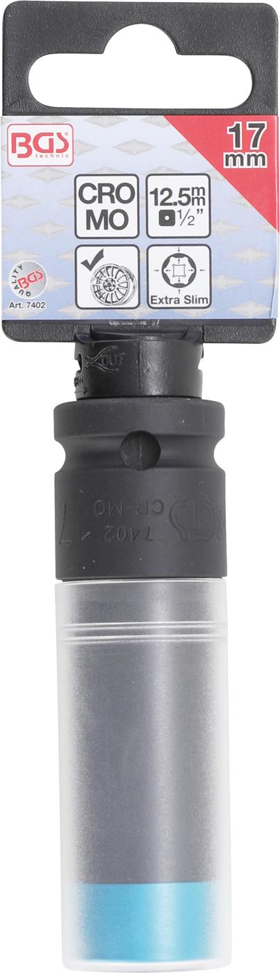 Smūginė galvutė su apsauga | Itin plona | 12,5 mm (1/2") | 17 mm (7402)