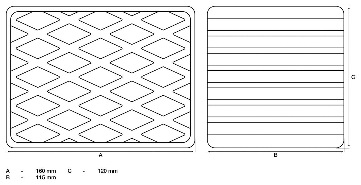 Guminis padas | auto keltuvams | 160 x 120 x 115 mm (7039)