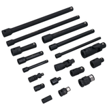 Smūginių ilgintuvų / adapterių / šarnyrų rinkinys | 6.3 mm (1/4") / 10 mm (3/8") / 12,5 mm (1/2") | 18 vnt. (DT18S)