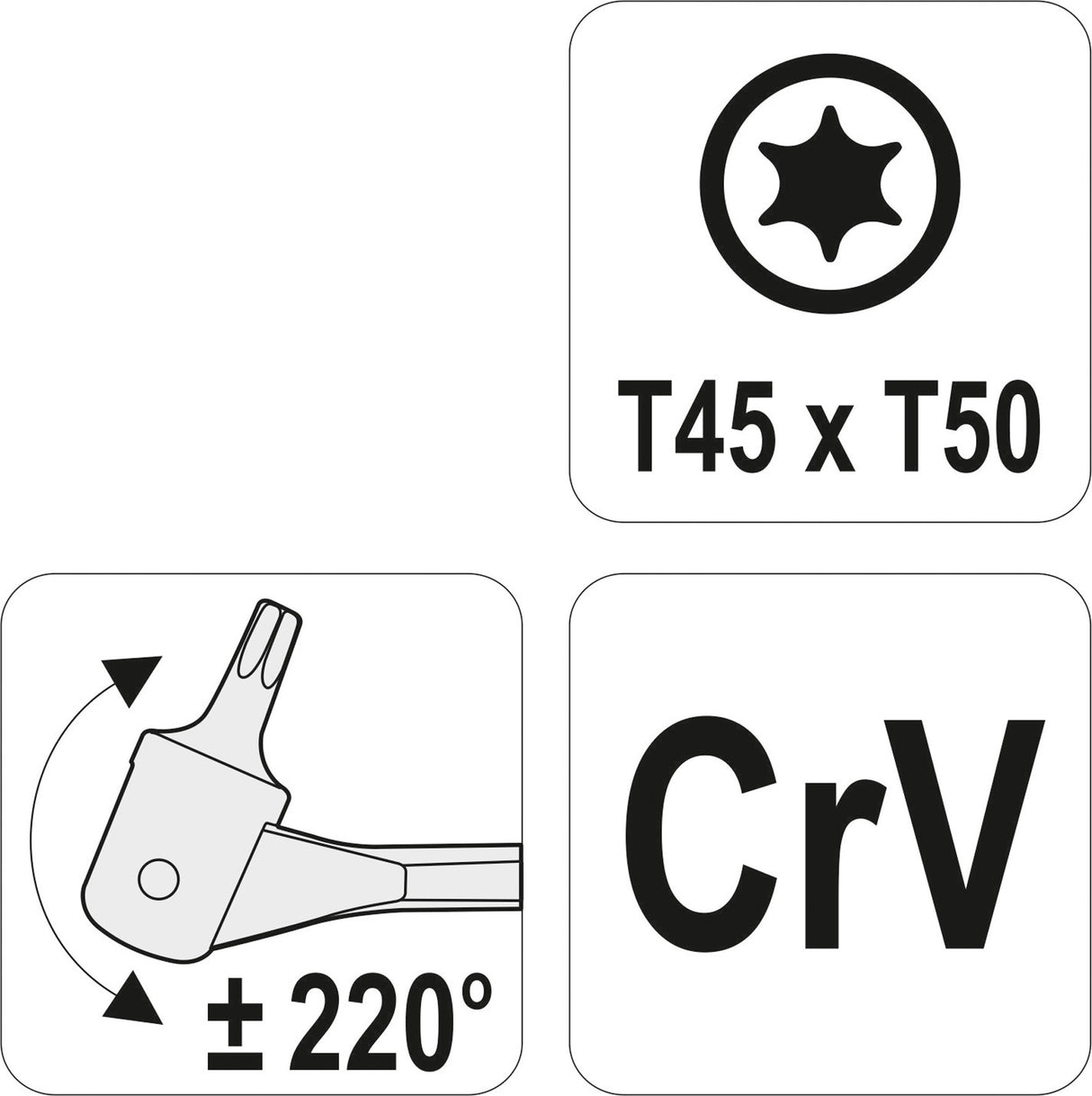 Raktas šarnyrinis dvipusis | T-Star (Torx) T45XT50 (YT-05314)