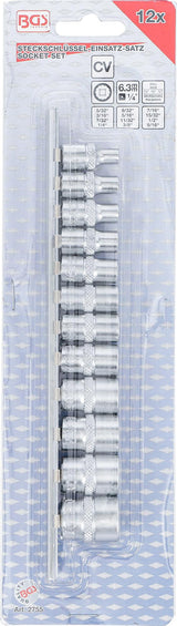 Galvučių rinkinys, 12-kampų | 6.3 mm (1/4") | coliniai dydžiai | 11 vnt. (2755)