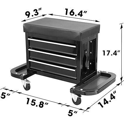 TOOL CABINET / STOOL WITH 3 DRAWERS AND FOLDABLE 2 TRAYS / SHELVES (V7031)