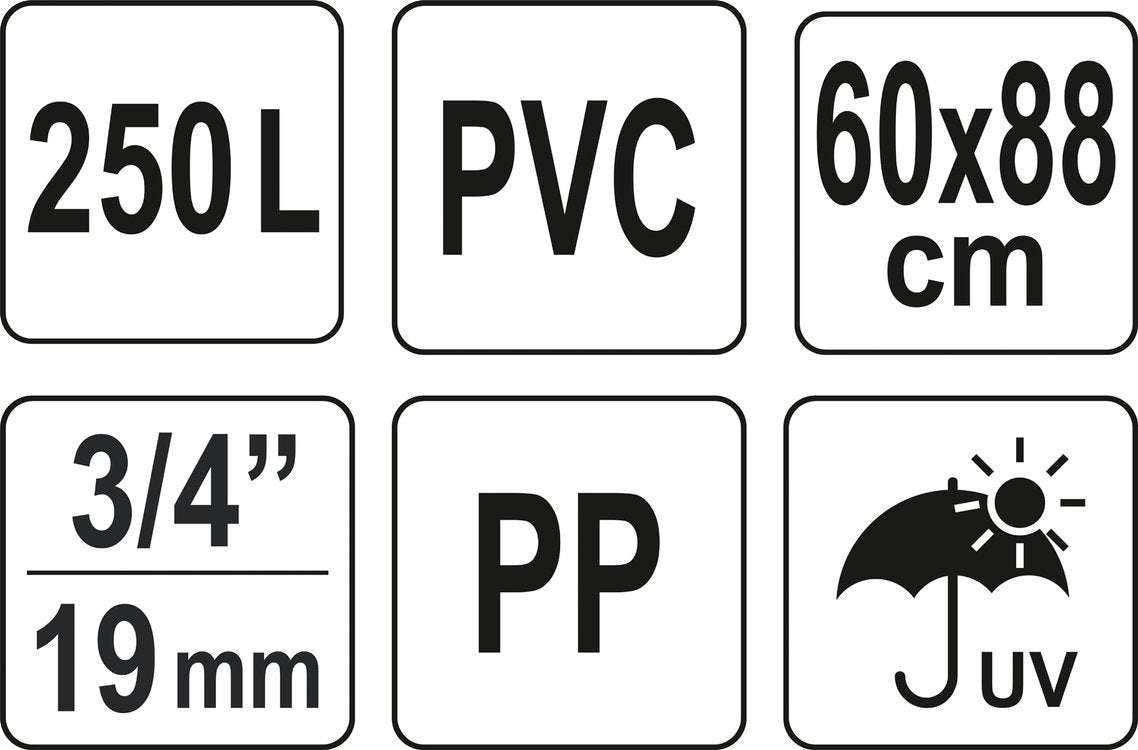 Rezervuaras lietaus vandeniui rinkti | PVC | 250 litrų (89702)
