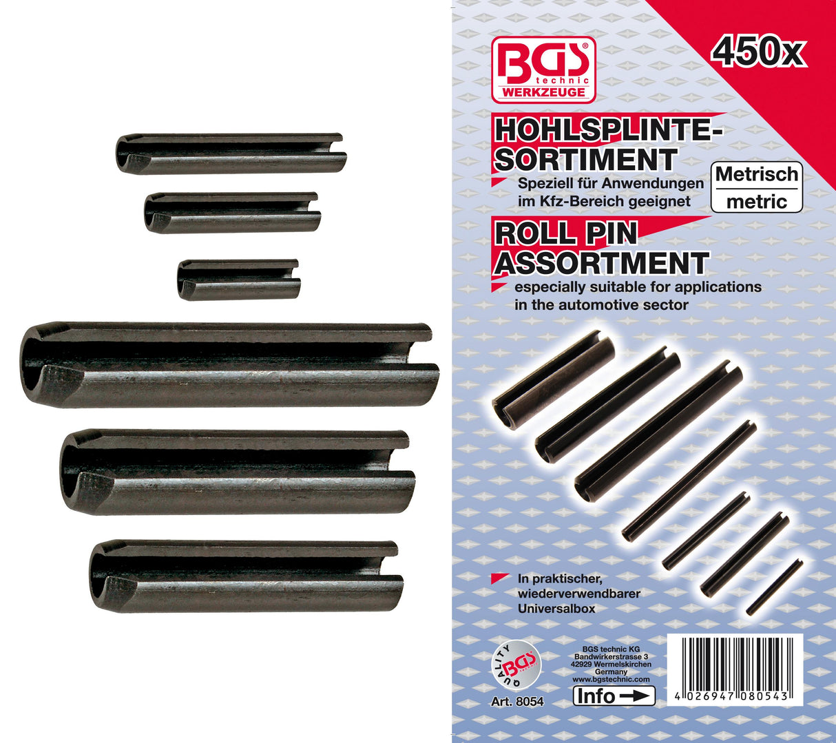 ROLL PIN ASSORTMENT | 450 PCS. (8054)
