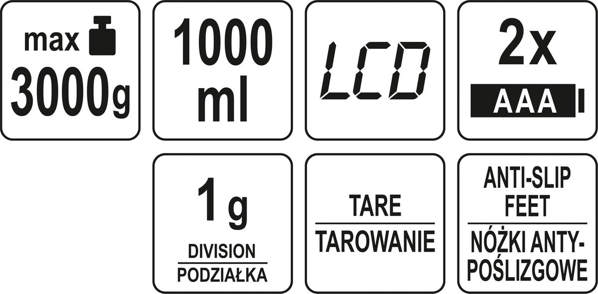 Virtuvinės svarstyklės su dubeniu | 1000 ml (68360)