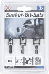 Kūginių grąžtų/frezų rinkinys | HSS | 6.3 mm (1/4") | 12 - 16 - 19 mm | 3 vnt. (70052)