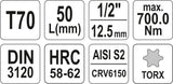 Antgalis įpresuotas į galvutę 1/2", T70 x 55 mm (YT-04319)
