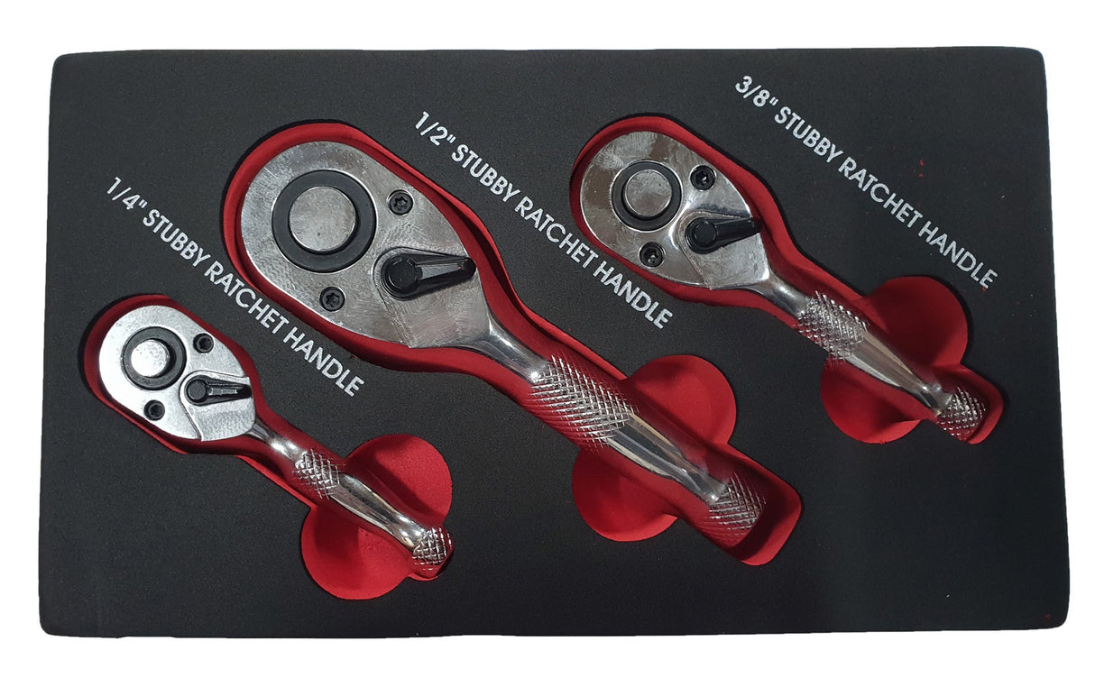 Набор коротких трещоток | 6.3 mm (1/4") / 10 mm (3/8") / 12,5 mm (1/2") | 3 шт.