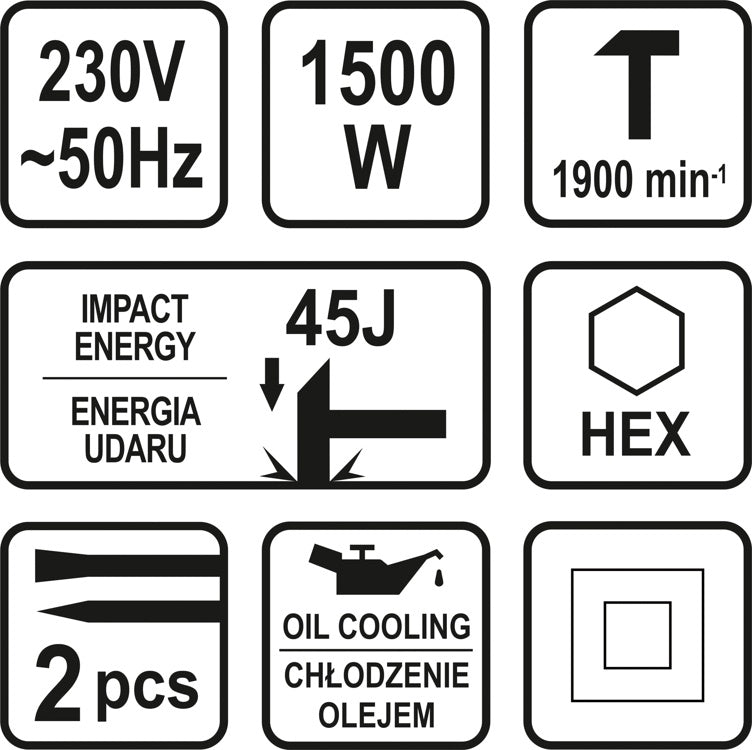 Ударный отбойный молоток 45J 1500W