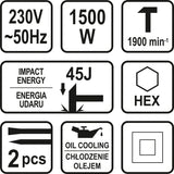 Ударный отбойный молоток 45J 1500W