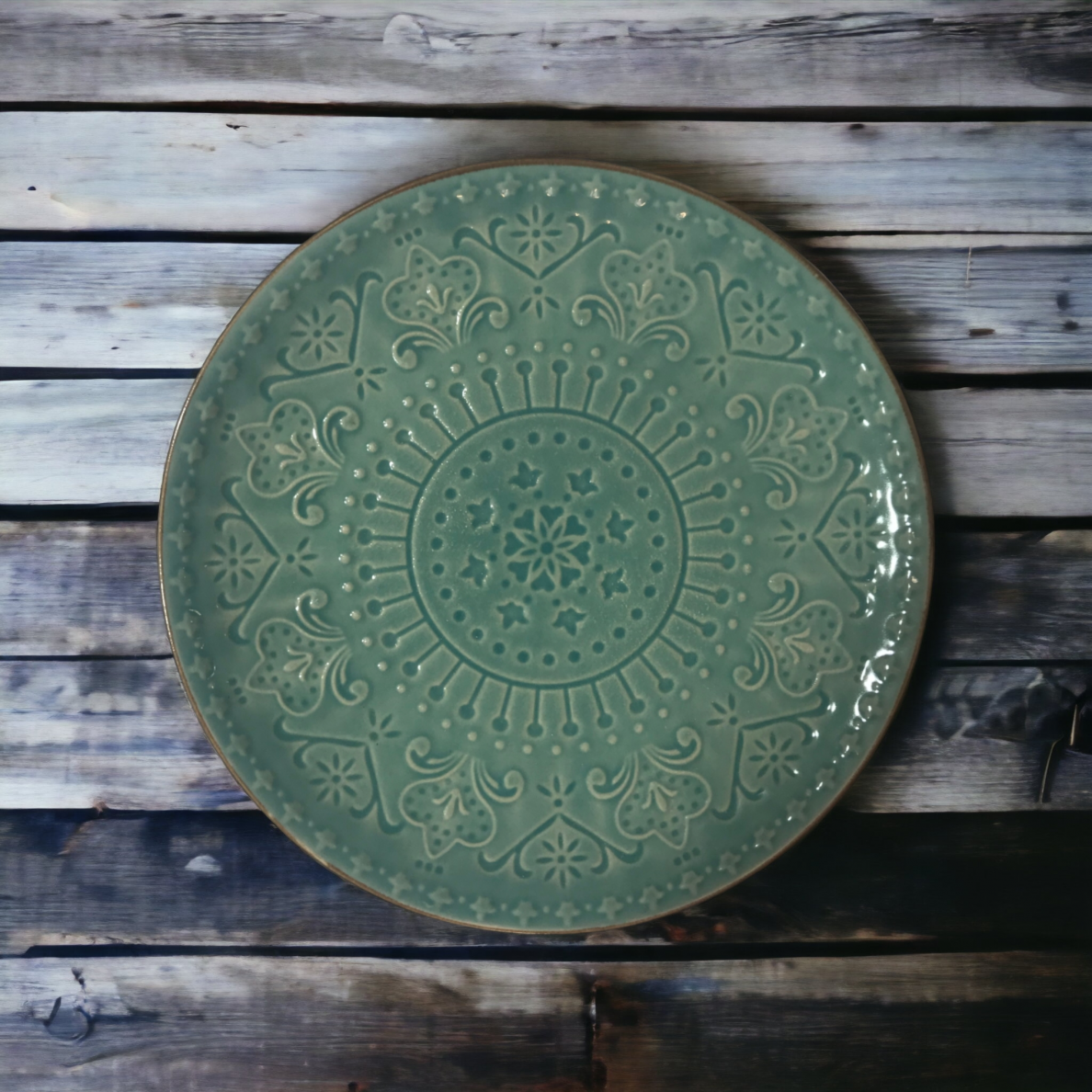 PLATE SALSA | GREEN | GLOSSY | CERAMIC | Ø27CM (69986)