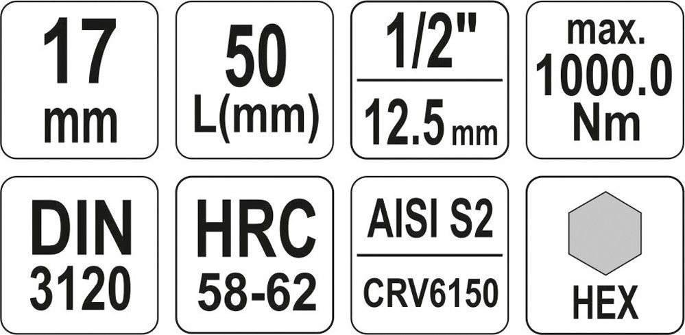 Antgalis įpresuotas į galvutę 1/2", H17 (YT-04388)