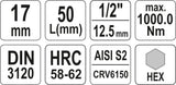 Antgalis įpresuotas į galvutę 1/2", H17 (YT-04388)