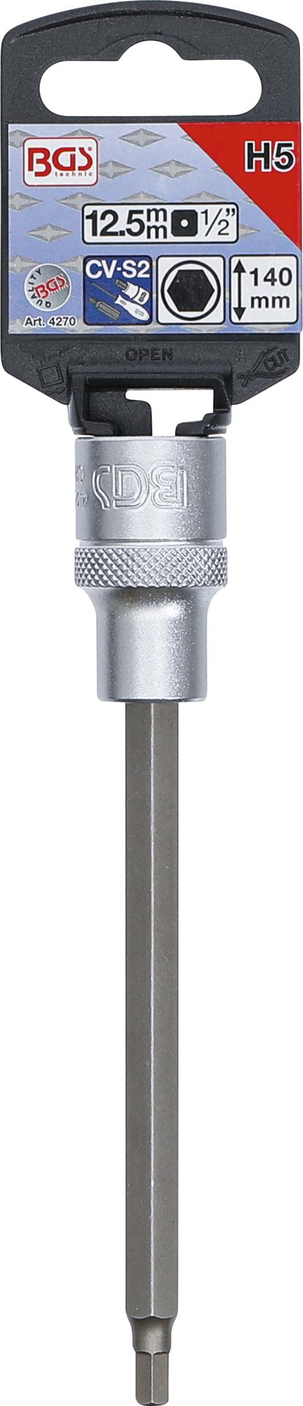 Бита запрессованная в головку | длина 140 mm | 12,5 mm (1/2") | шестигранник 5 mm