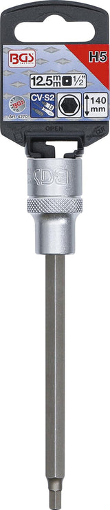 Бита запрессованная в головку | длина 140 mm | 12,5 mm (1/2") | шестигранник 5 mm